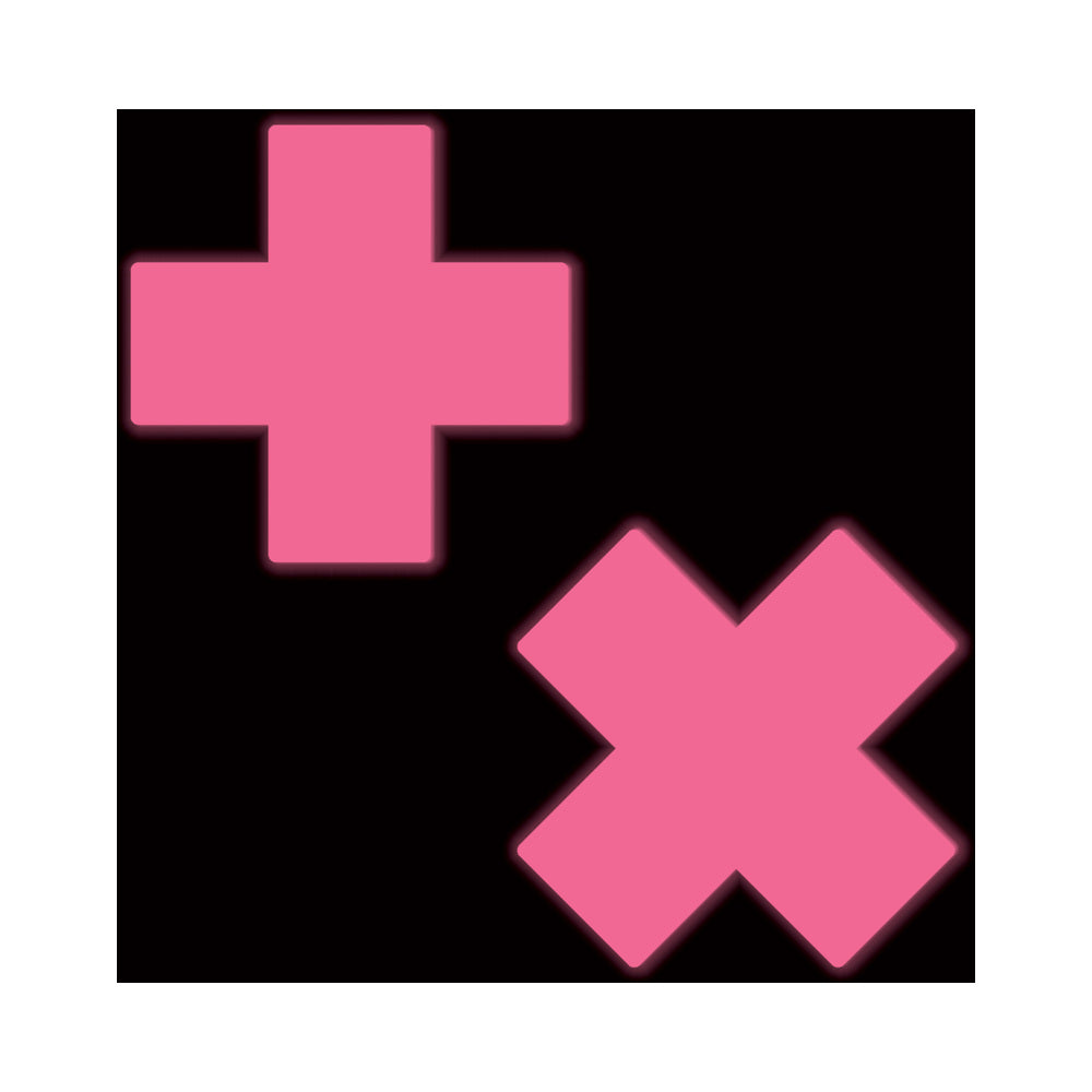 Pastease Plus X Glow-in-the-Dark Neon Pink Cross Pasties
