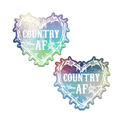 Pastease Country AF Barbed Wire Heart Holographic Pasties