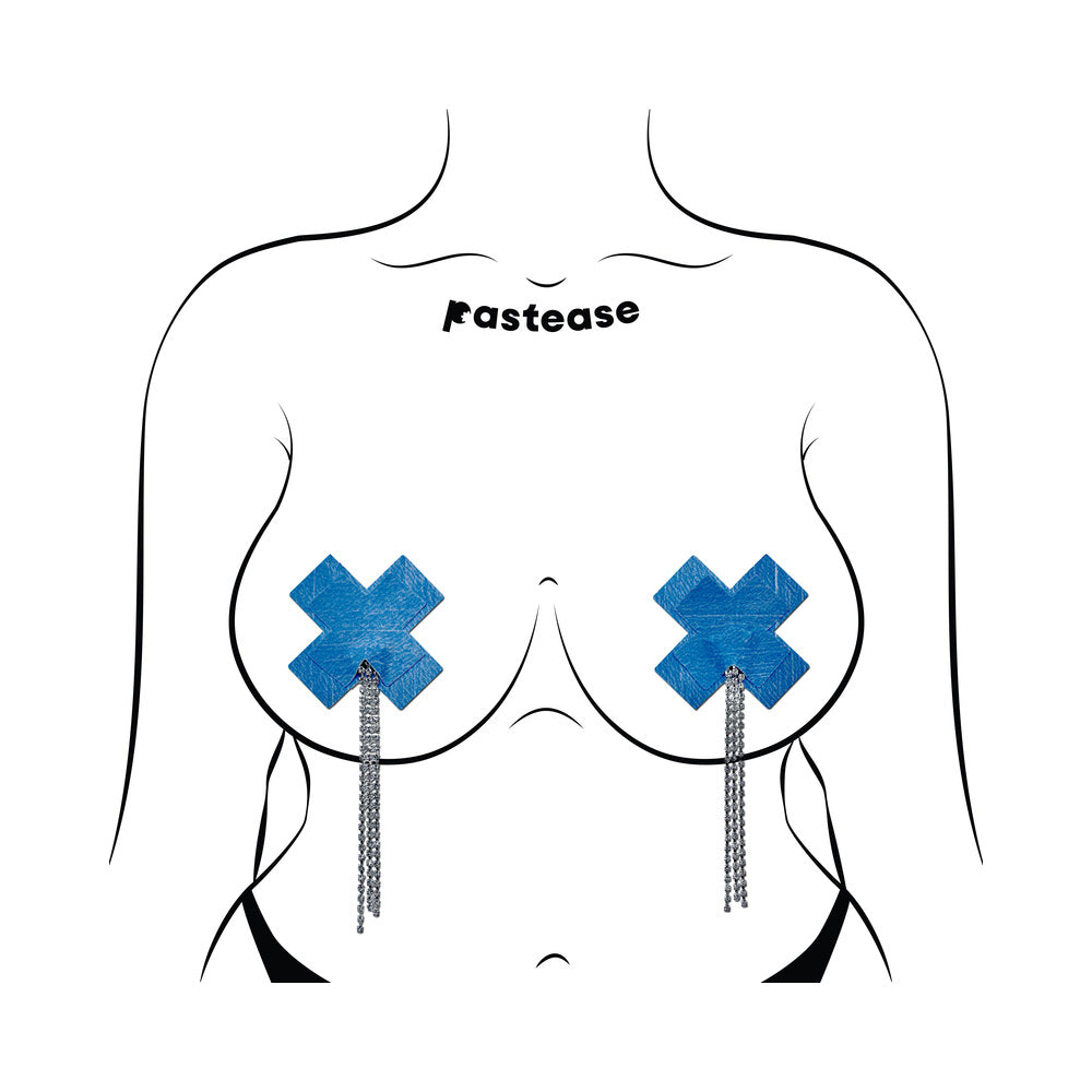 Pastease Tassel Pasties Denim Plus X with Rhinestone Tassel