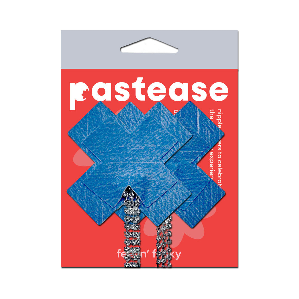 Pastease Tassel Pasties Denim Plus X with Rhinestone Tassel