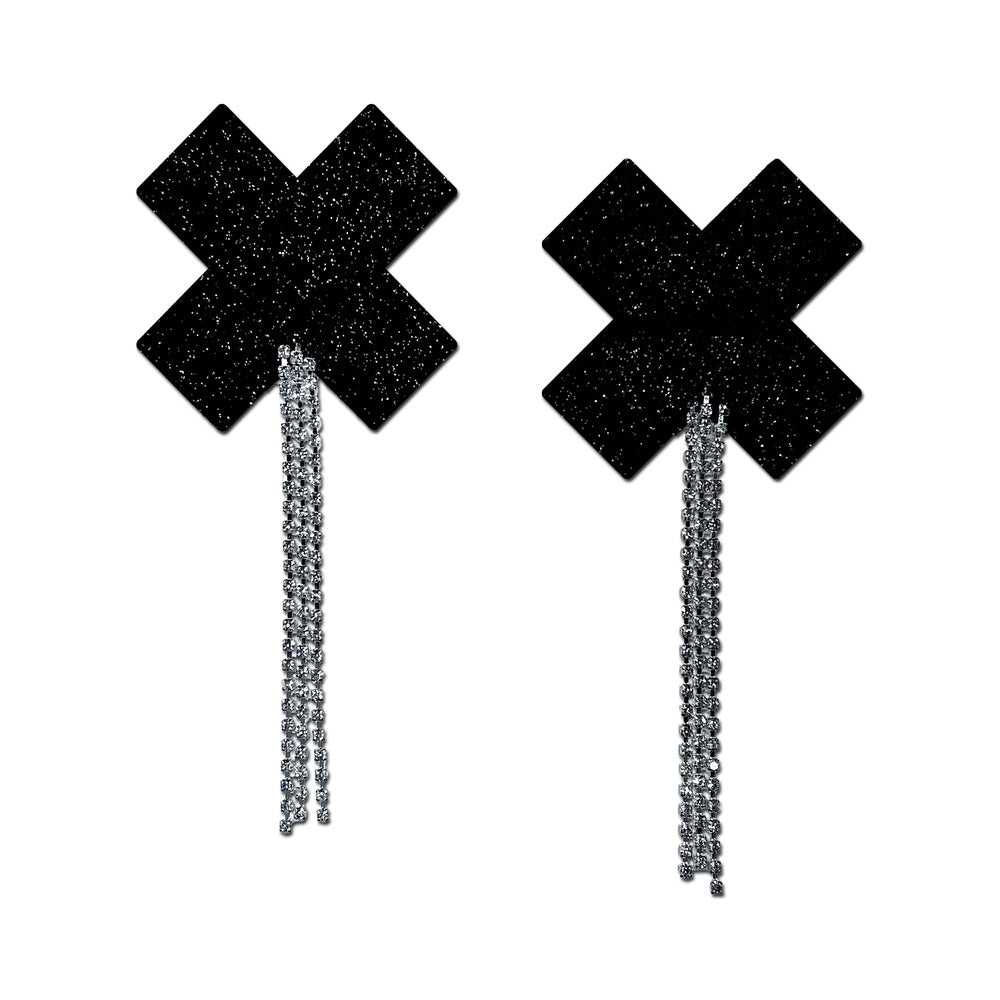 Pastease Black Sparkle Plus X Rhinestone Tassel Pasties
