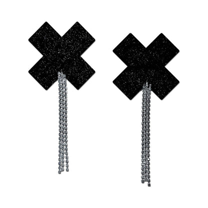 Pastease Black Sparkle Plus X Rhinestone Tassel Pasties