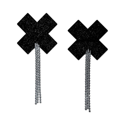 Pastease Black Sparkle Plus X Rhinestone Tassel Pasties