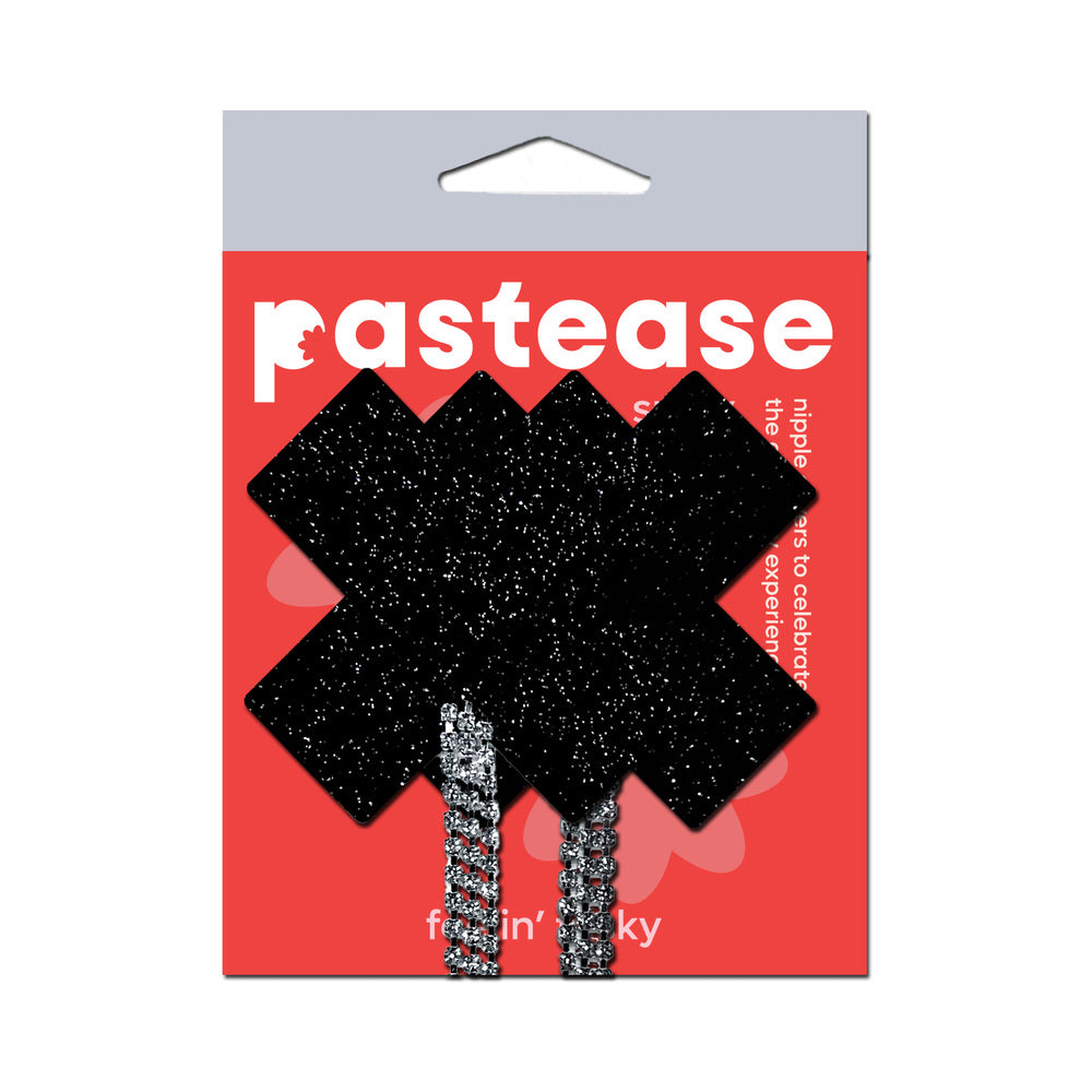 Pastease Black Sparkle Plus X Rhinestone Tassel Pasties