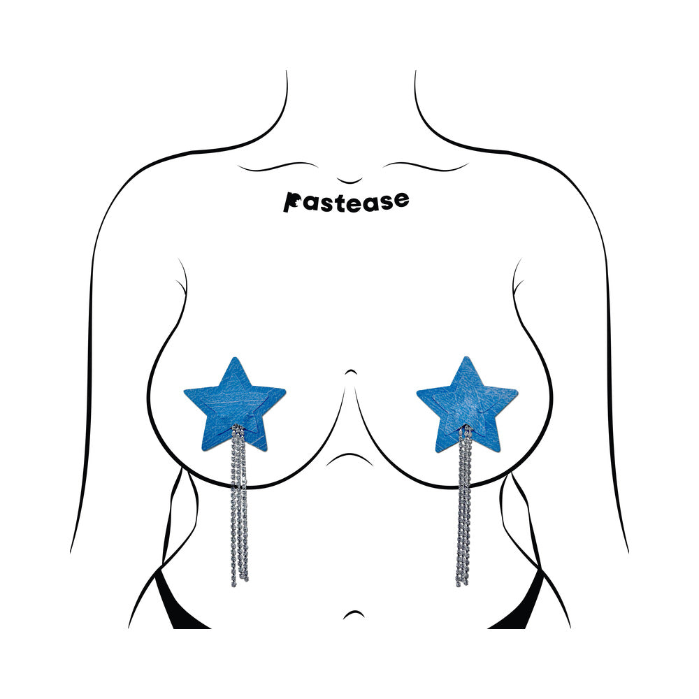 Pastease Denim Star Tassel Pasties with Rhinestone Fringe