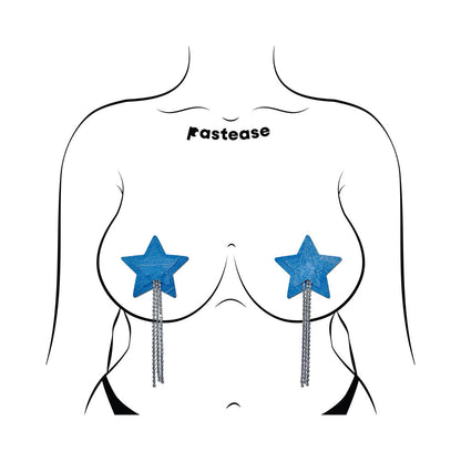 Pastease Denim Star Tassel Pasties with Rhinestone Fringe