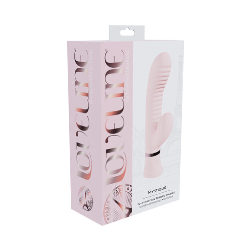 Loveline Mystique Rechargeable Silicone Ribbed Rabbit Vibrator Pink