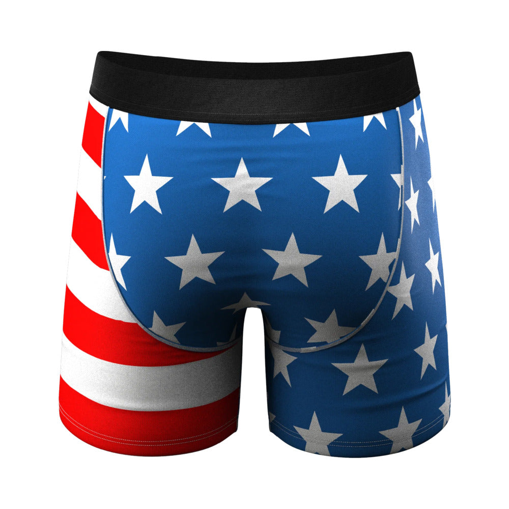 The Mascot American Flag Ball Hammock Pouch Underwear with Fly