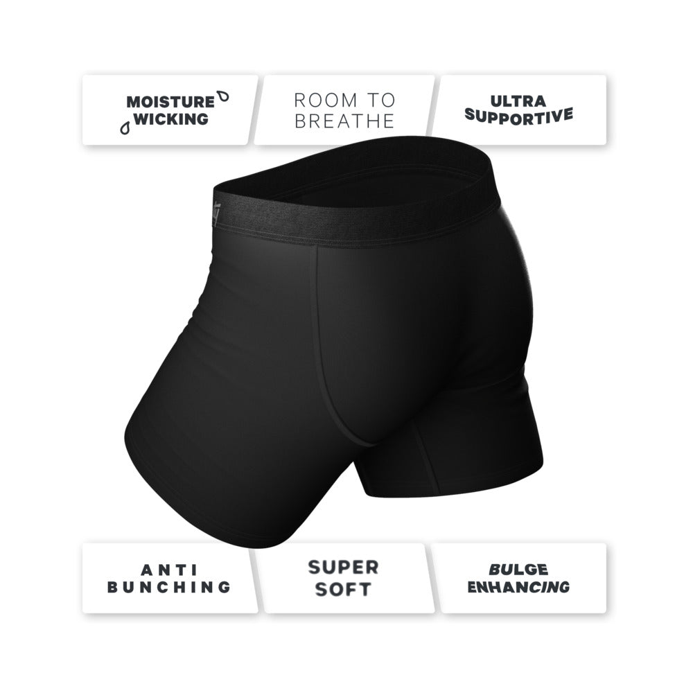 The 009 Black Tuxedo Ball Hammock Pouch Underwear with Fly