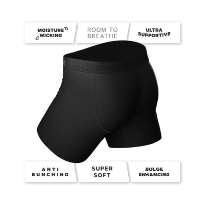 The 009 Black Tuxedo Ball Hammock Pouch Underwear with Fly