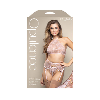 Fantasy Lingerie Opulence Pearl Bralette, Garter Belt Set