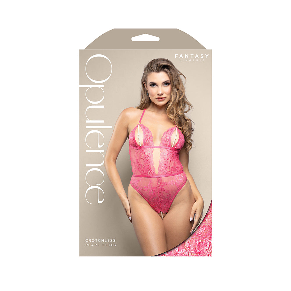 Fantasy Lingerie Opulence Split Pearl Cup Crotchless Teddy