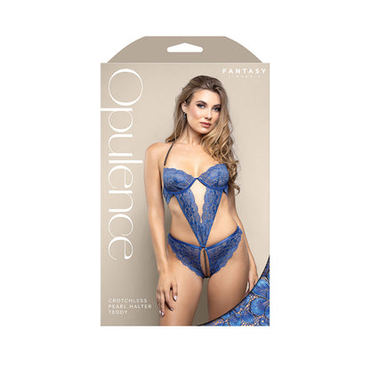 Fantasy Lingerie Opulence Pearl Halter Open Crotch Teddy