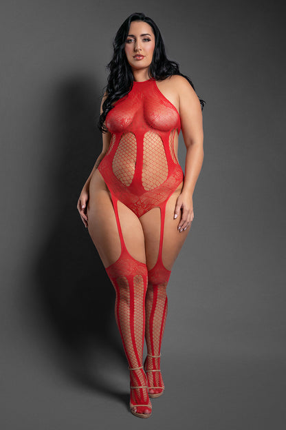 Fantasy Lingerie Sheer Stripped Down Halter Teddy