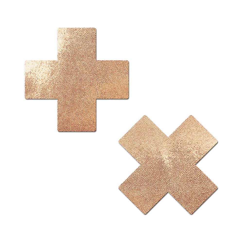 Pastease Everyday Reusable Rose Gold Suede Cross Pasties