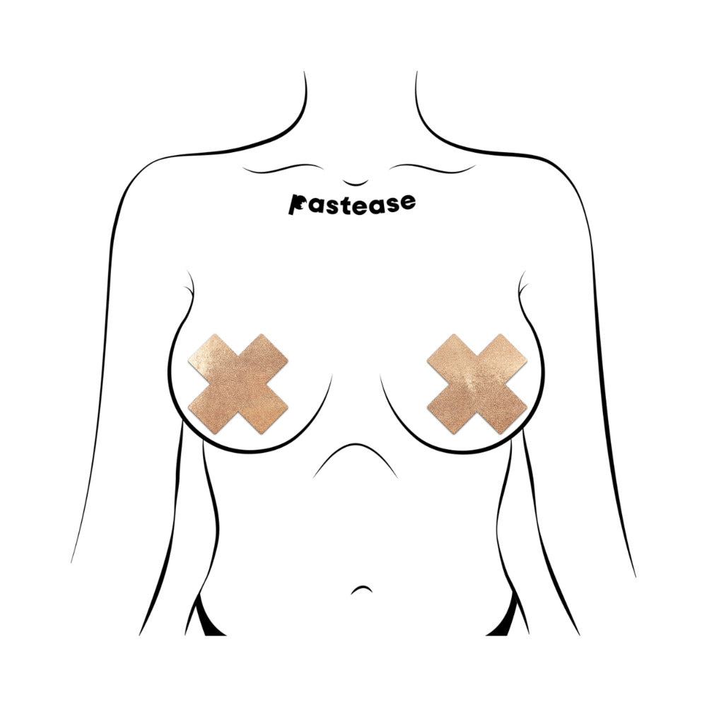 Pastease Everyday Reusable Rose Gold Suede Cross Pasties