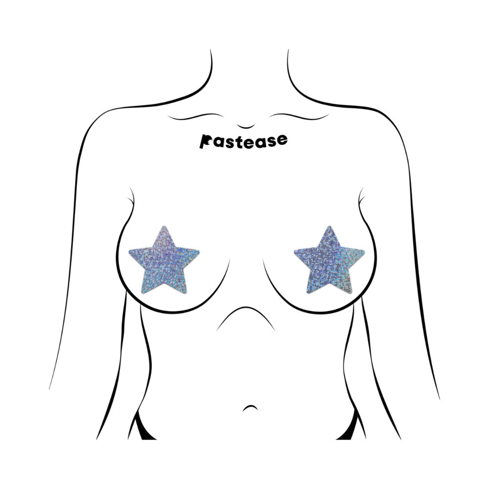 Pastease Everyday Reusable Glittering Silver Star Pasties