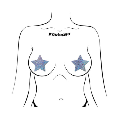Pastease Everyday Reusable Glittering Silver Star Pasties