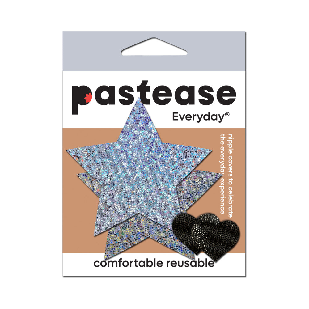 Pastease Everyday Reusable Glittering Silver Star Pasties