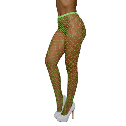 Dreamgirl High-Waist Fence Net Pantyhose Neon Lime