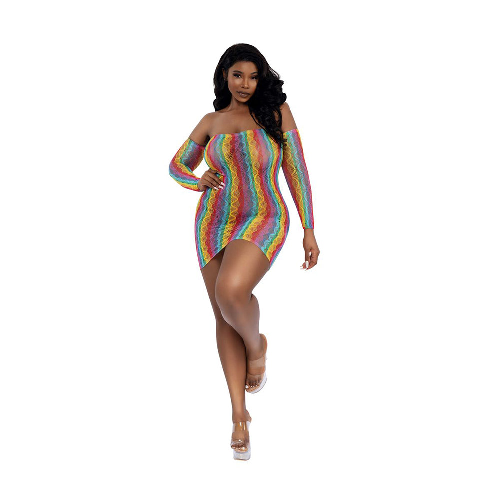 Dreamgirl Rainbow Mini Dress with Arm Warmers