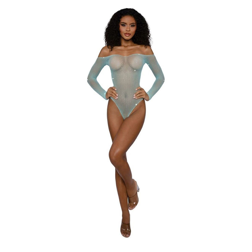Dreamgirl Rhinestone Off Shoulder Bodystocking Teddy Agate
