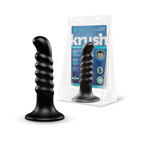 b-Vibe Krush 9.5 in. Curved & Ribbed Dildo with Suction Cup