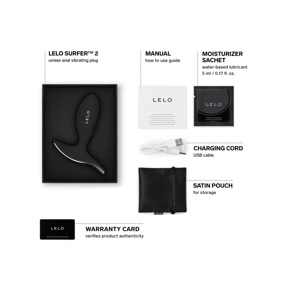 LELO SURFER 2 Vibrating Anal Plug Black