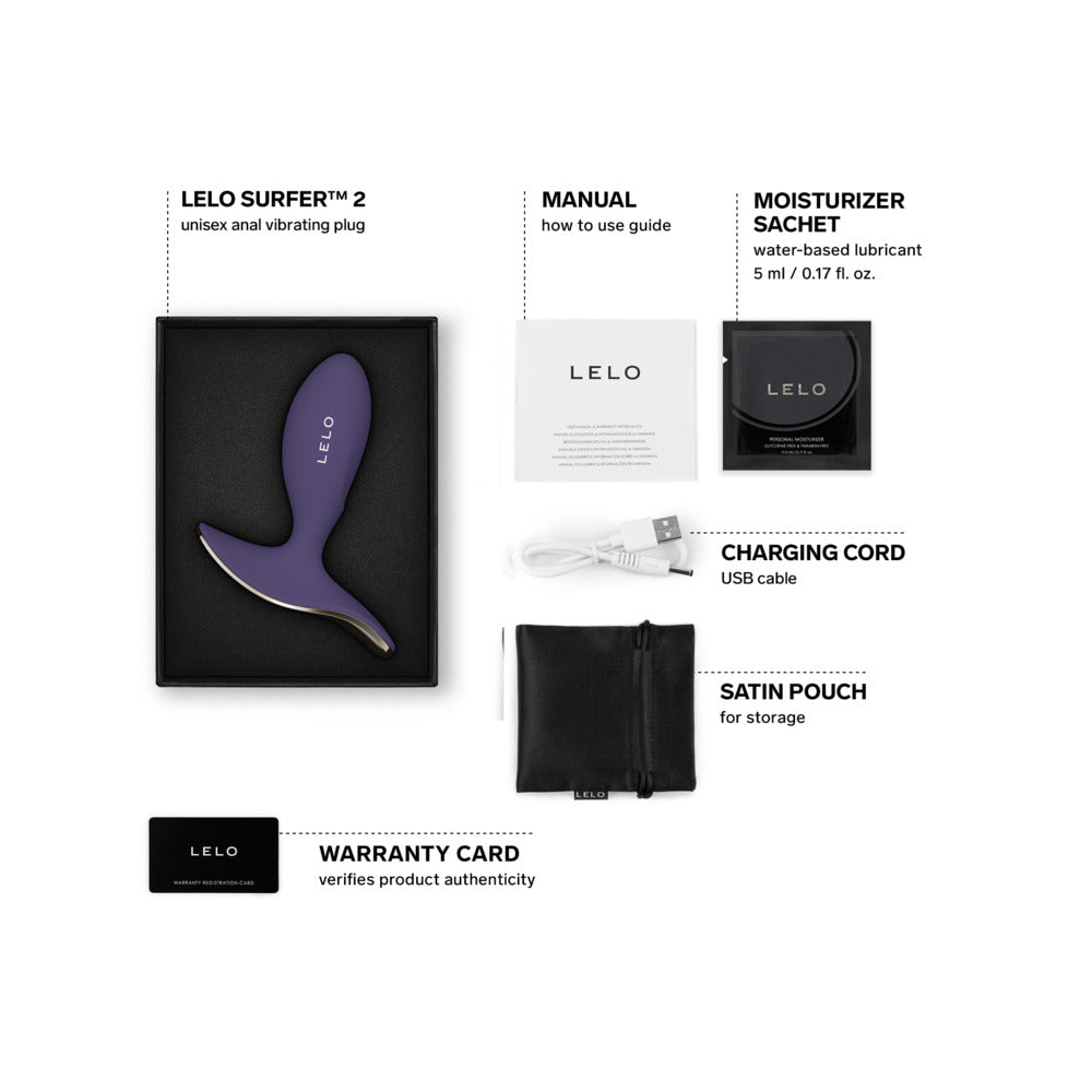 LELO SURFER 2 Vibrating Anal Plug Cyber Purple