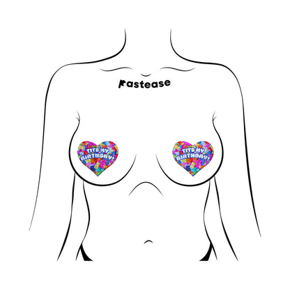 Pastease Tits My Birthday Heart Pasties with Confetti