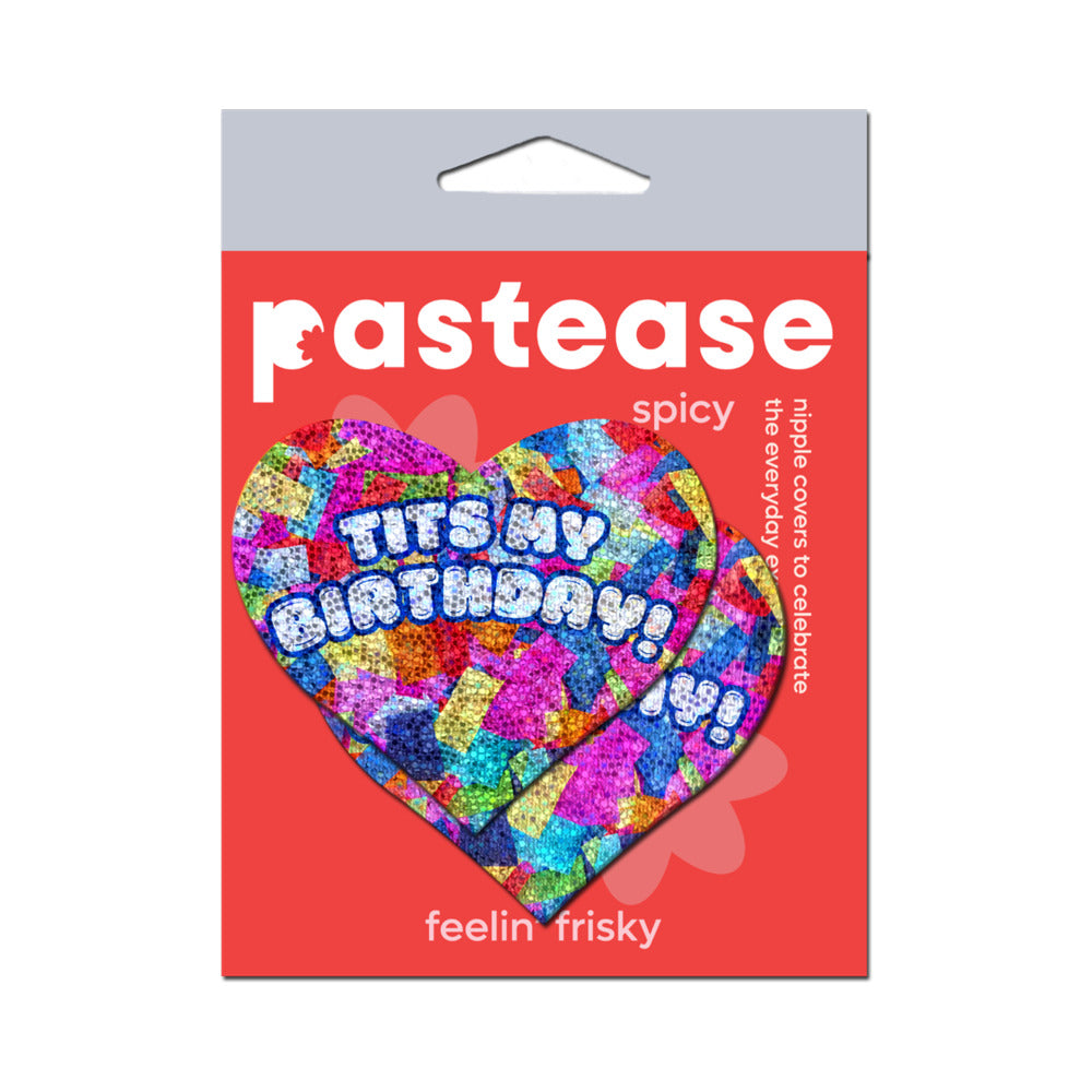 Pastease Tits My Birthday Heart Pasties with Confetti