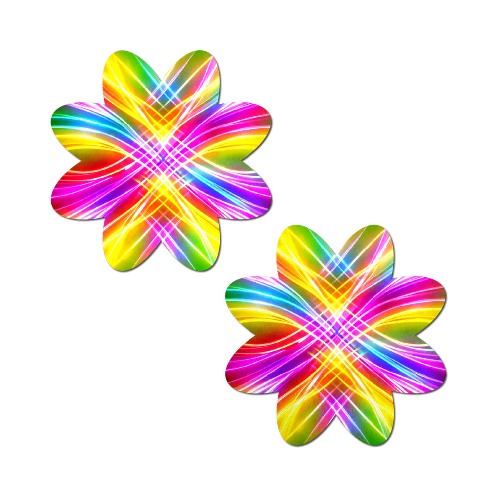 Pastease Electric Rainbow Fractal Laser Petal Pasties
