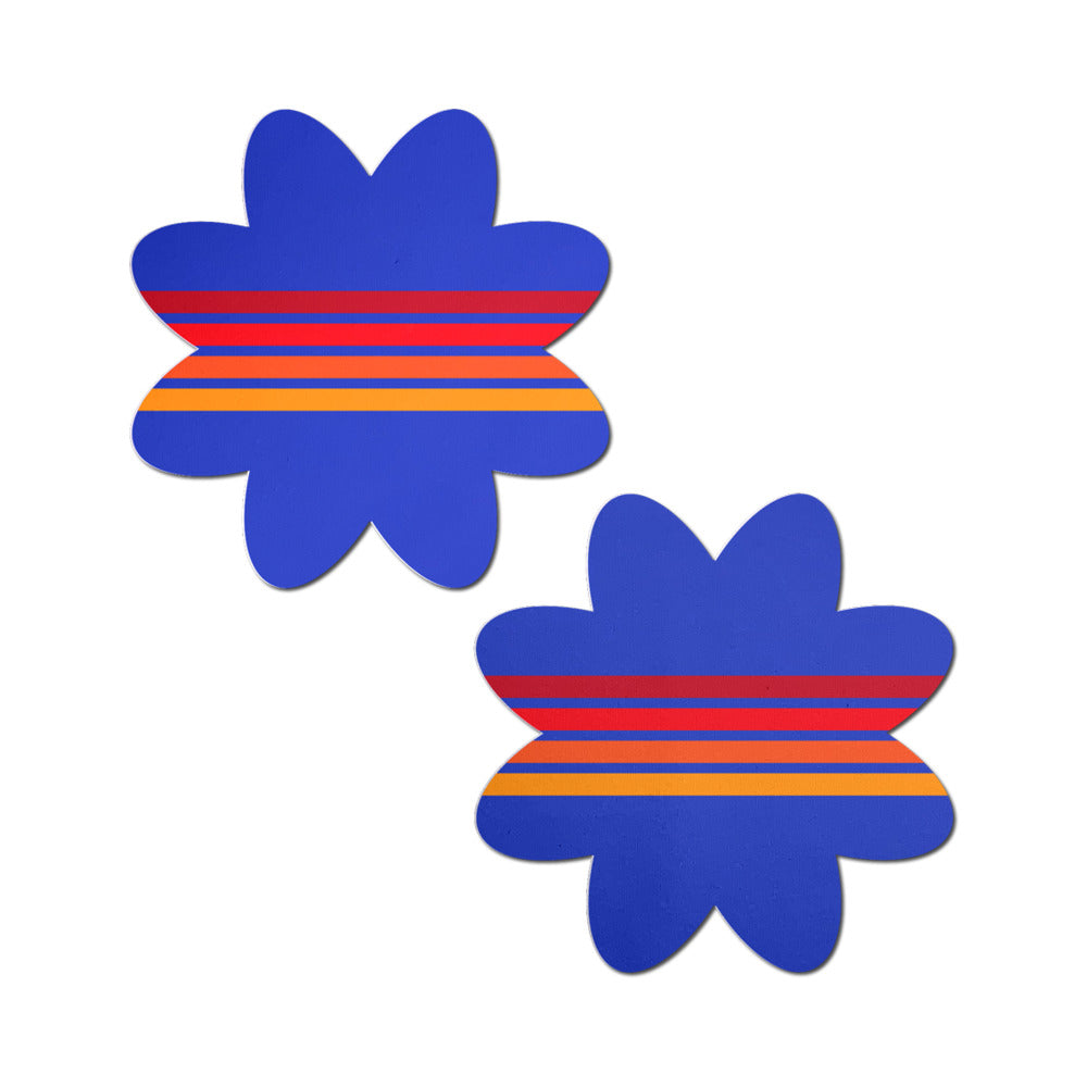 Pastease Vibrant Retro Stripes on Blue Petal Pasties