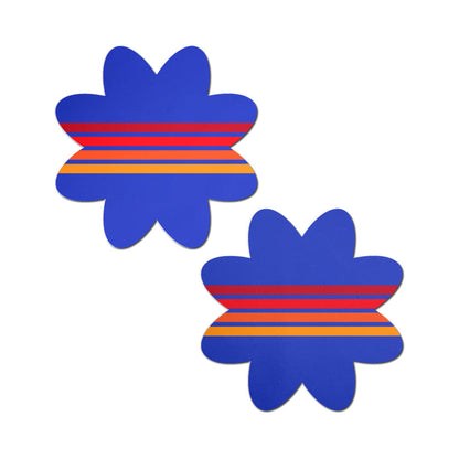 Pastease Vibrant Retro Stripes on Blue Petal Pasties