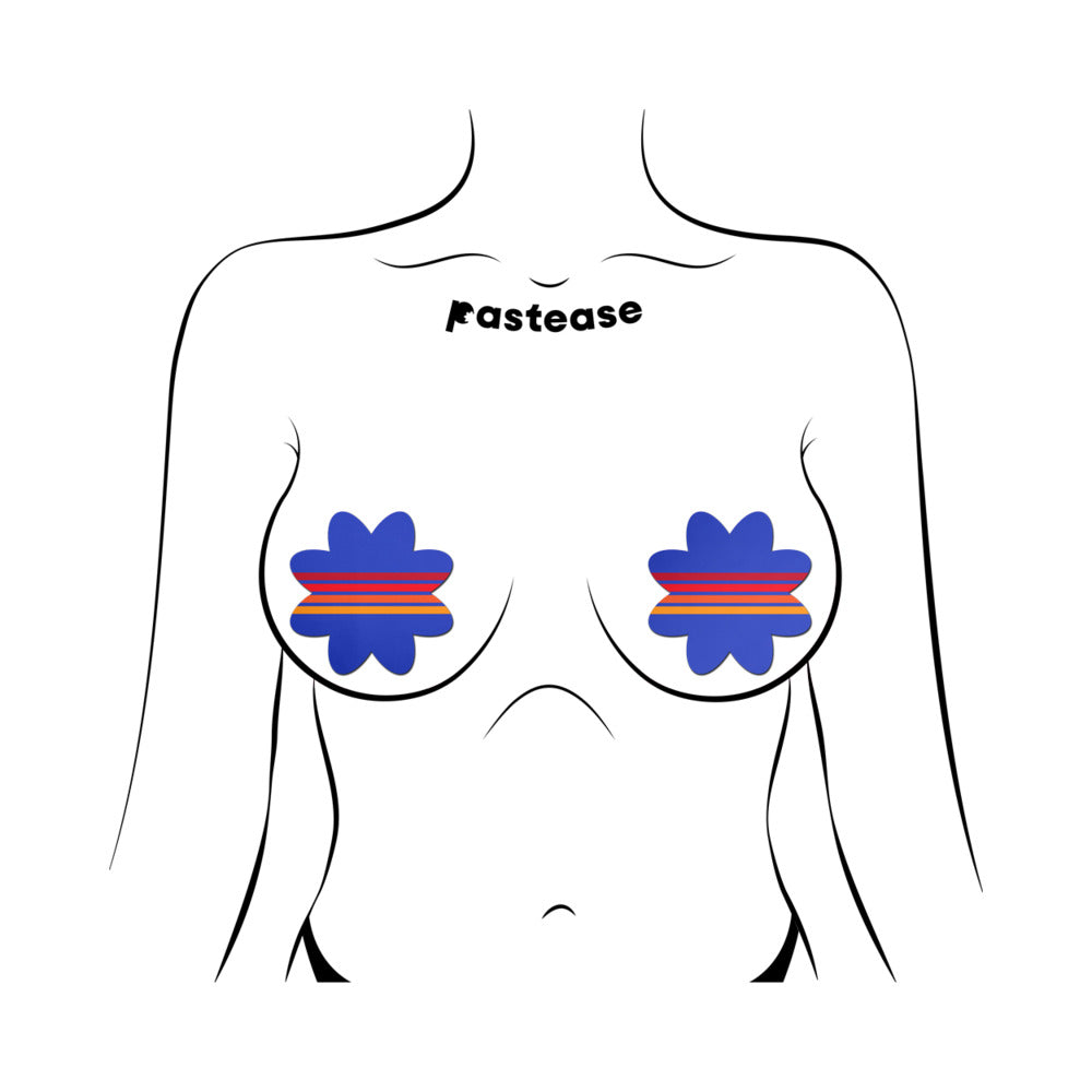 Pastease Vibrant Retro Stripes on Blue Petal Pasties