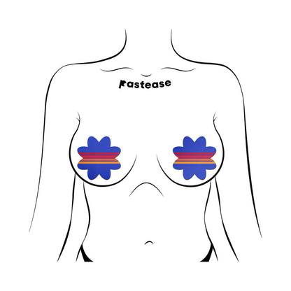 Pastease Vibrant Retro Stripes on Blue Petal Pasties
