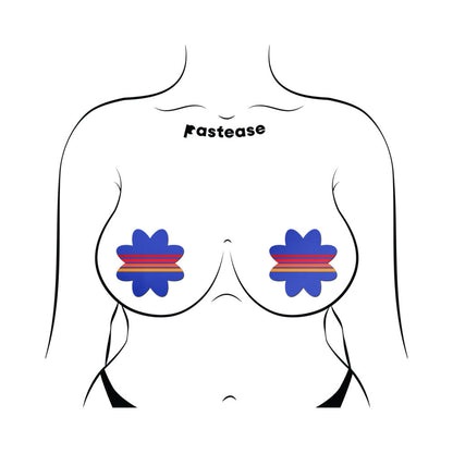 Pastease Vibrant Retro Stripes on Blue Petal Pasties