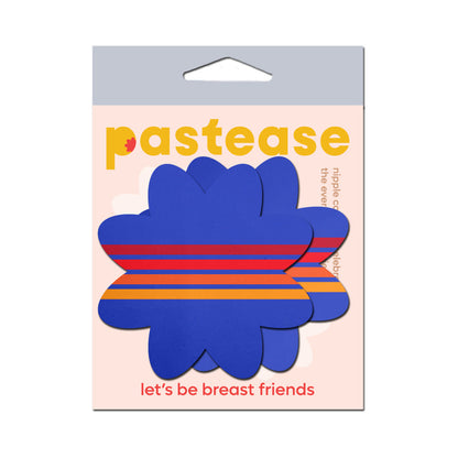 Pastease Vibrant Retro Stripes on Blue Petal Pasties