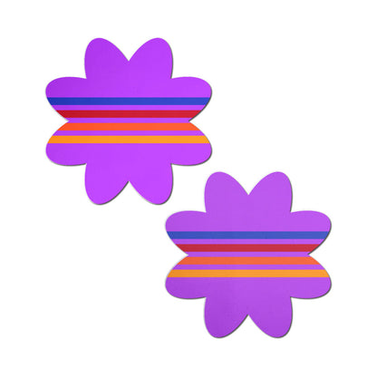Pastease Retro Stripes on Purple Petal Pasties