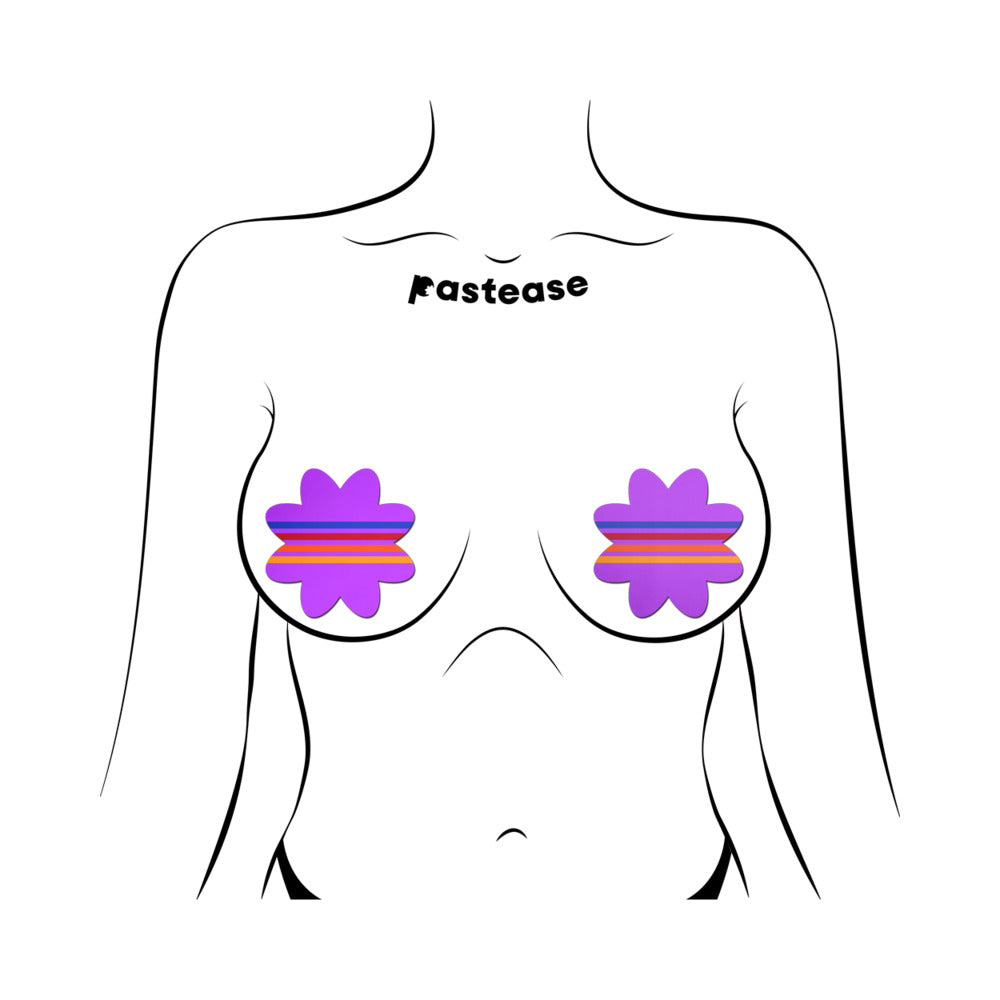 Pastease Retro Stripes on Purple Petal Pasties