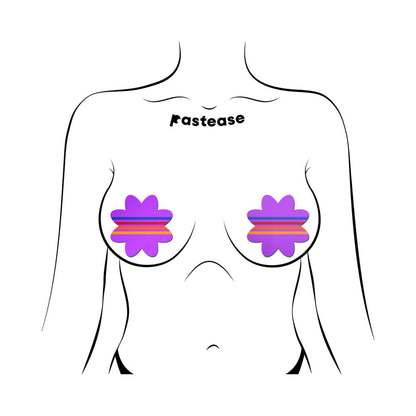 Pastease Retro Stripes on Purple Petal Pasties