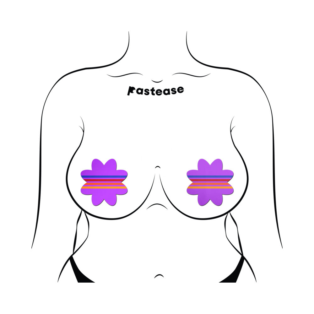 Pastease Retro Stripes on Purple Petal Pasties
