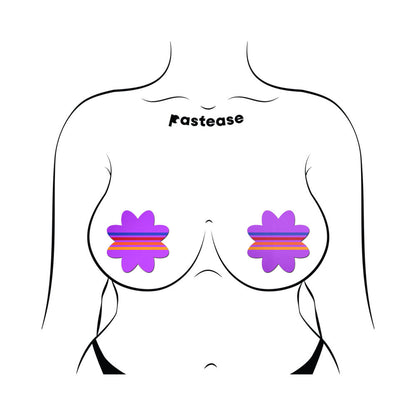 Pastease Retro Stripes on Purple Petal Pasties