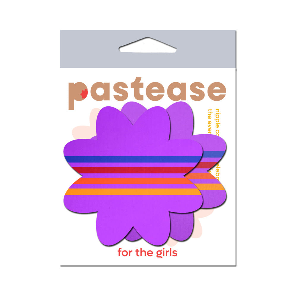 Pastease Retro Stripes on Purple Petal Pasties