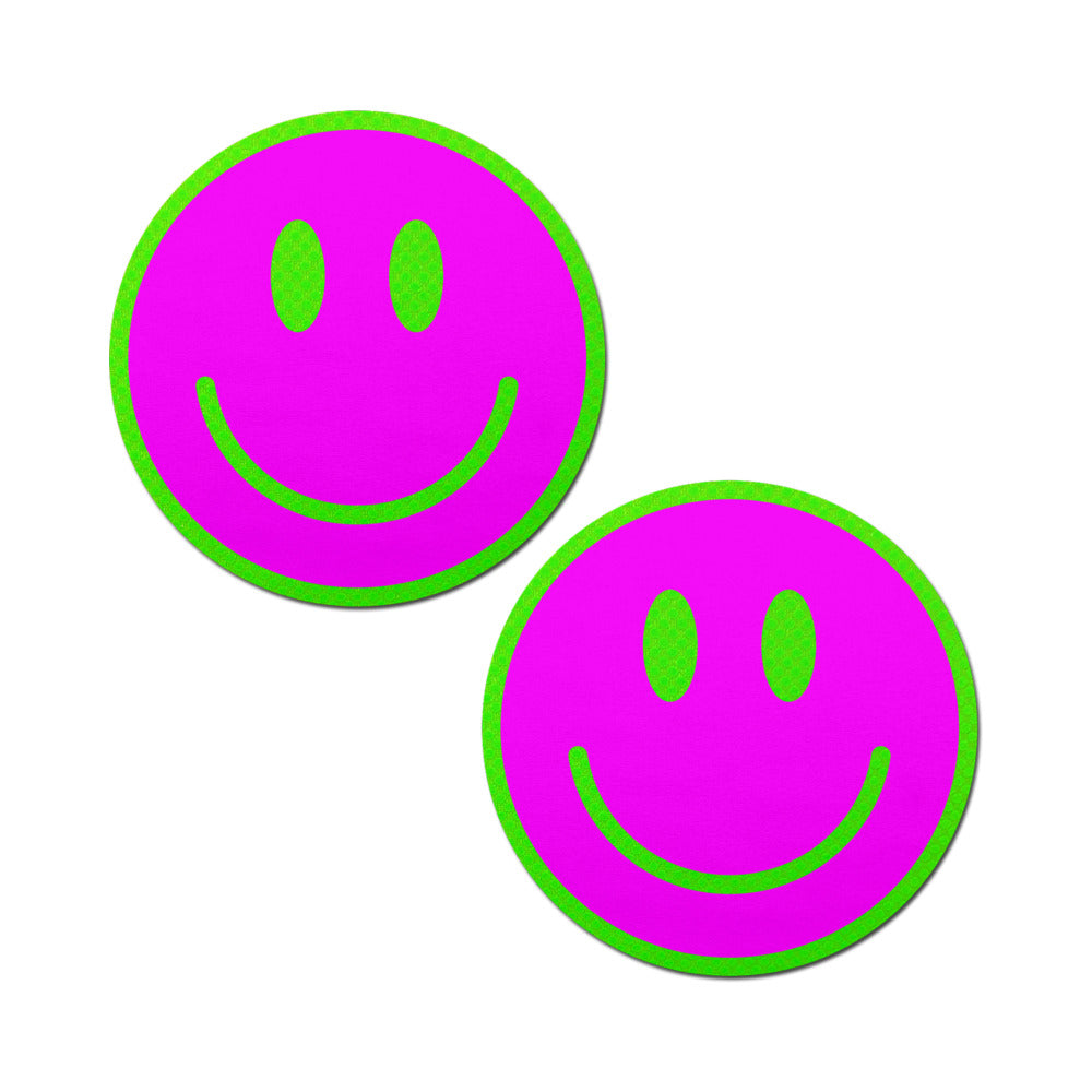 Pastease Neon Green Glow Pink Smiley Pasties