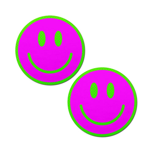 Pastease Neon Green Glow Pink Smiley Pasties