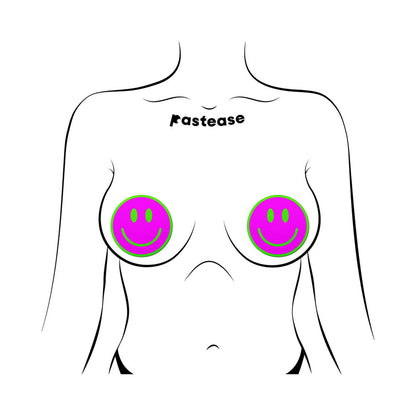 Pastease Neon Green Glow Pink Smiley Pasties