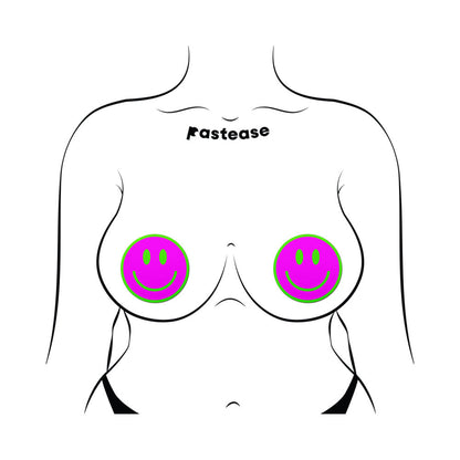 Pastease Neon Green Glow Pink Smiley Pasties