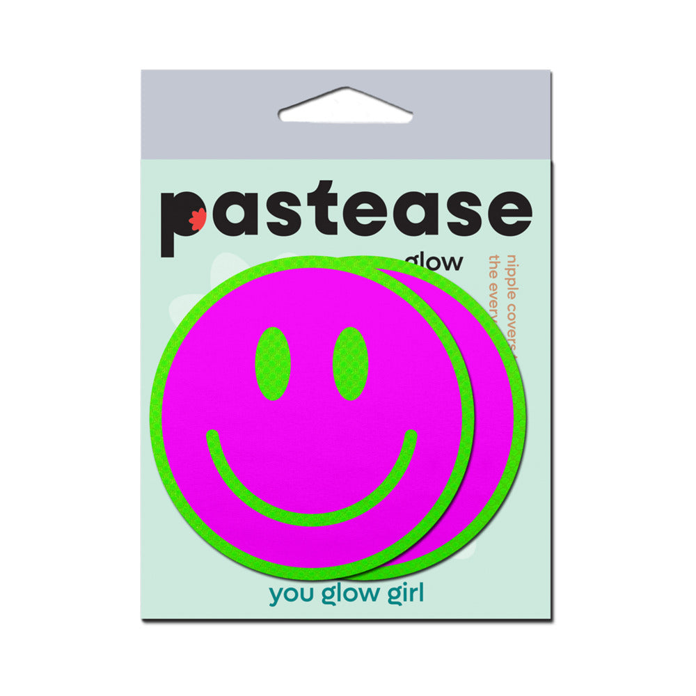 Pastease Neon Green Glow Pink Smiley Pasties
