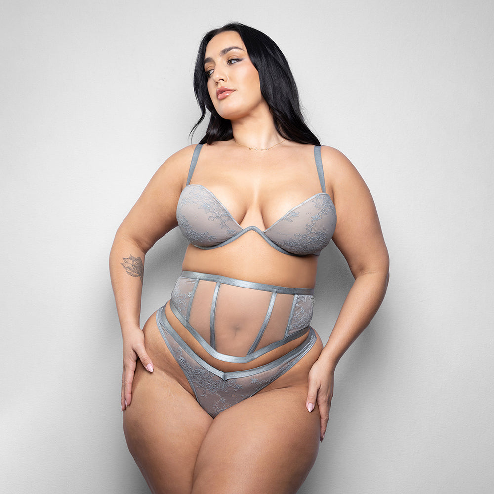 Fantasy Lingerie Elusive Mila Molded Cup Bra, Waist Cincher and Thong Panty